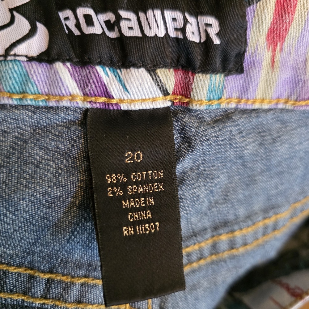 Dark Blue Women’s Jeans with Colorful Embroidered Back Pockets - Picture 7 of 8